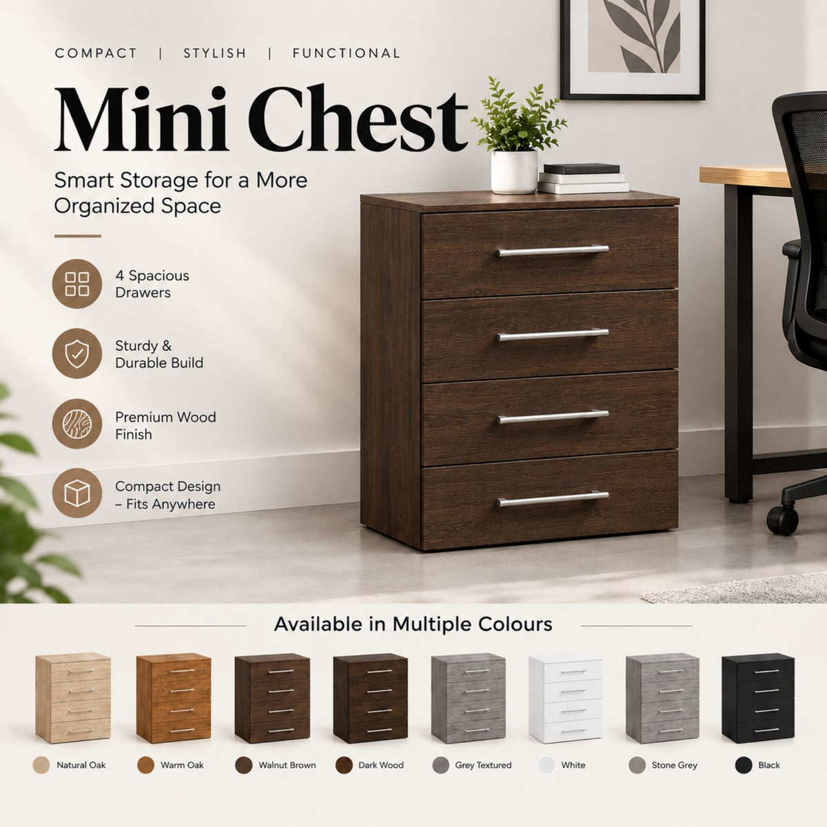 Modern Multi-Drawer Bedside Chest