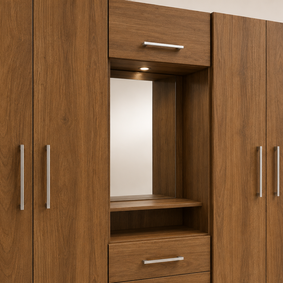 Modern Multi-Door Combi Wardrobe with Mirror & Storage Drawers