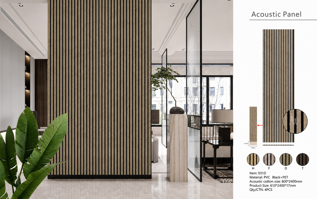 Acoustic Wall Panel - Premium Slat Design(1-Pack/4 pcs)