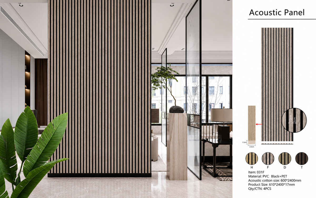 Acoustic Wall Panel - Premium Slat Design(1-Pack/4 pcs)