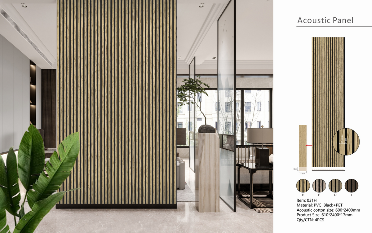 Acoustic Wall Panel - Premium Slat Design(1-Pack/4 pcs)