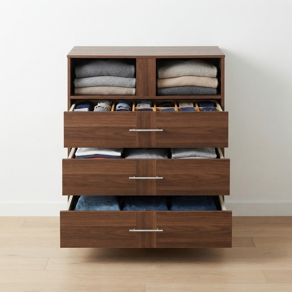 Modern 4-Drawer Wooden Chest of Drawers | Bedroom Storage Dresser