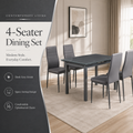 Modern Extendable Grey Glass Dining Table with Metal Legs