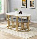 Xpress Living Modern Luxury Dining Set with Gold Frame & Marble-Finish Table