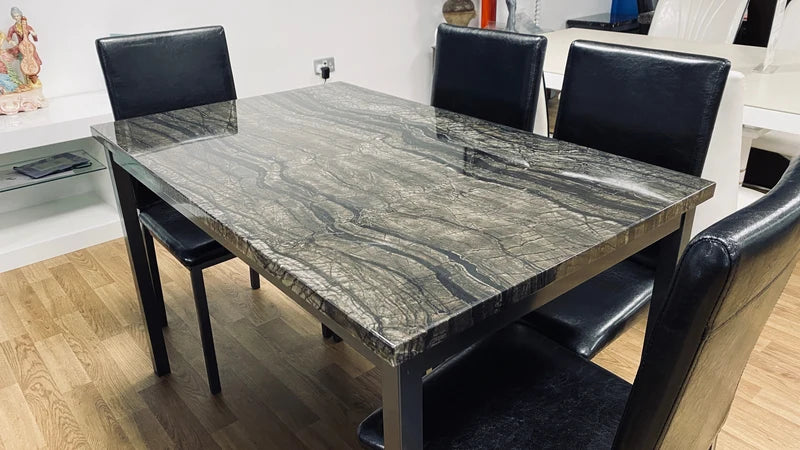 Ruby MDF Marble Effect Dining Table Set