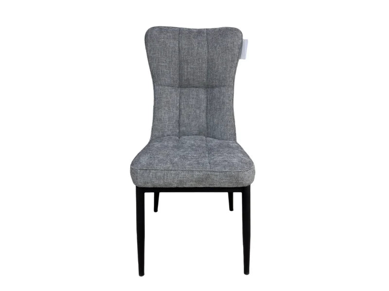 Modern High-Back Fabric Dining Chair with Black Legs