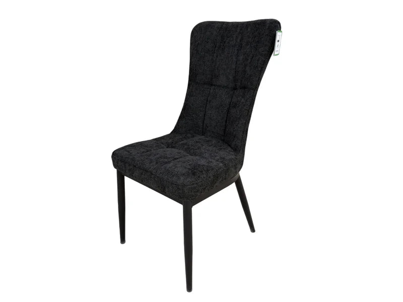 Modern High-Back Fabric Dining Chair with Black Legs