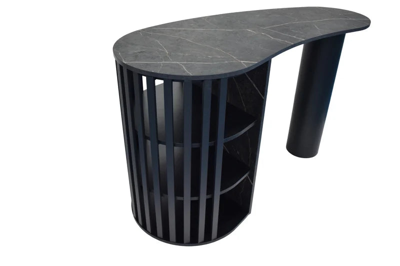 Modern Fluted Bar Table with Organic Shape Top
