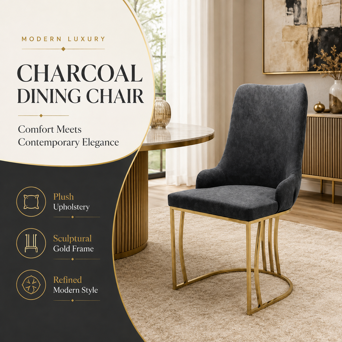 Luxury Velvet & Faux Leather Dining Chairs with Knocker Back (2pcs Set)