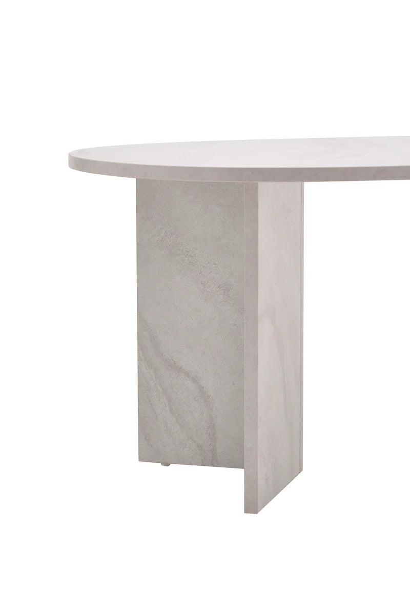 Modern Oval Coffee Table with Stone-Effect Finish