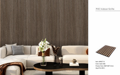 Acoustic Wall Panel - Slim Slat Design - 30 x 240cm (1-Pack/8 pcs)