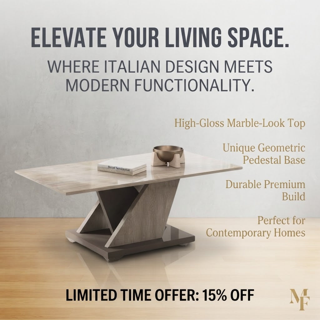 Modern Italian Style Coffee Table | High Gloss Rectangular Living Room Table
