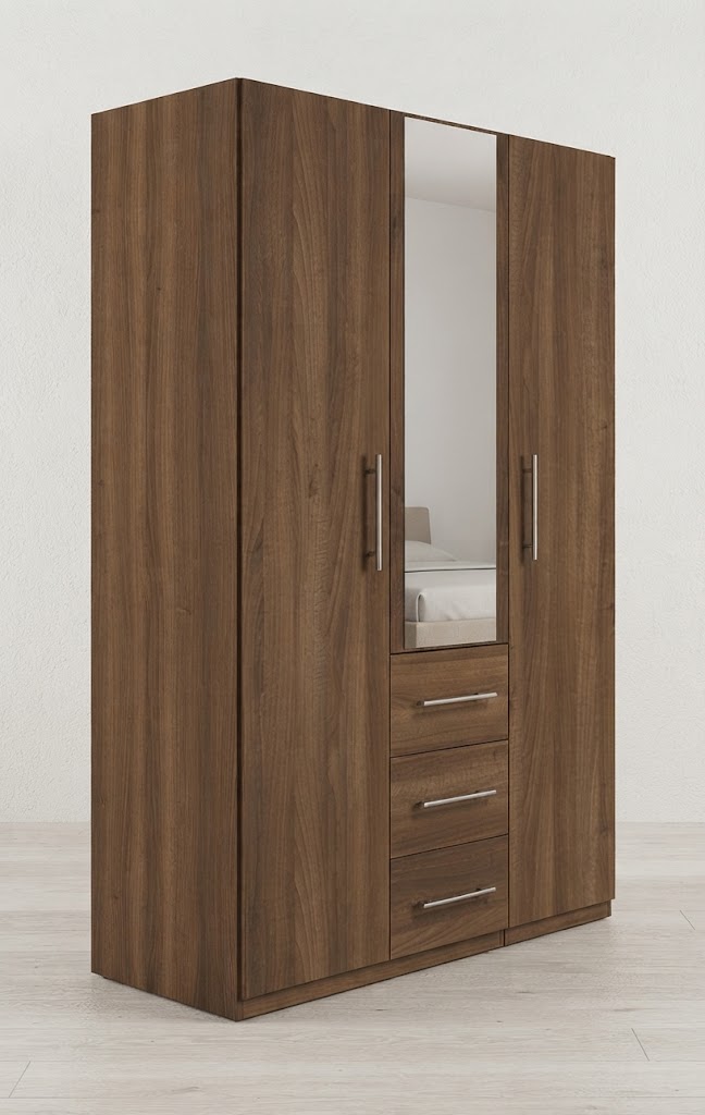 Mini Fitment 2-Door Mirrored Wardrobe with 3 Drawers