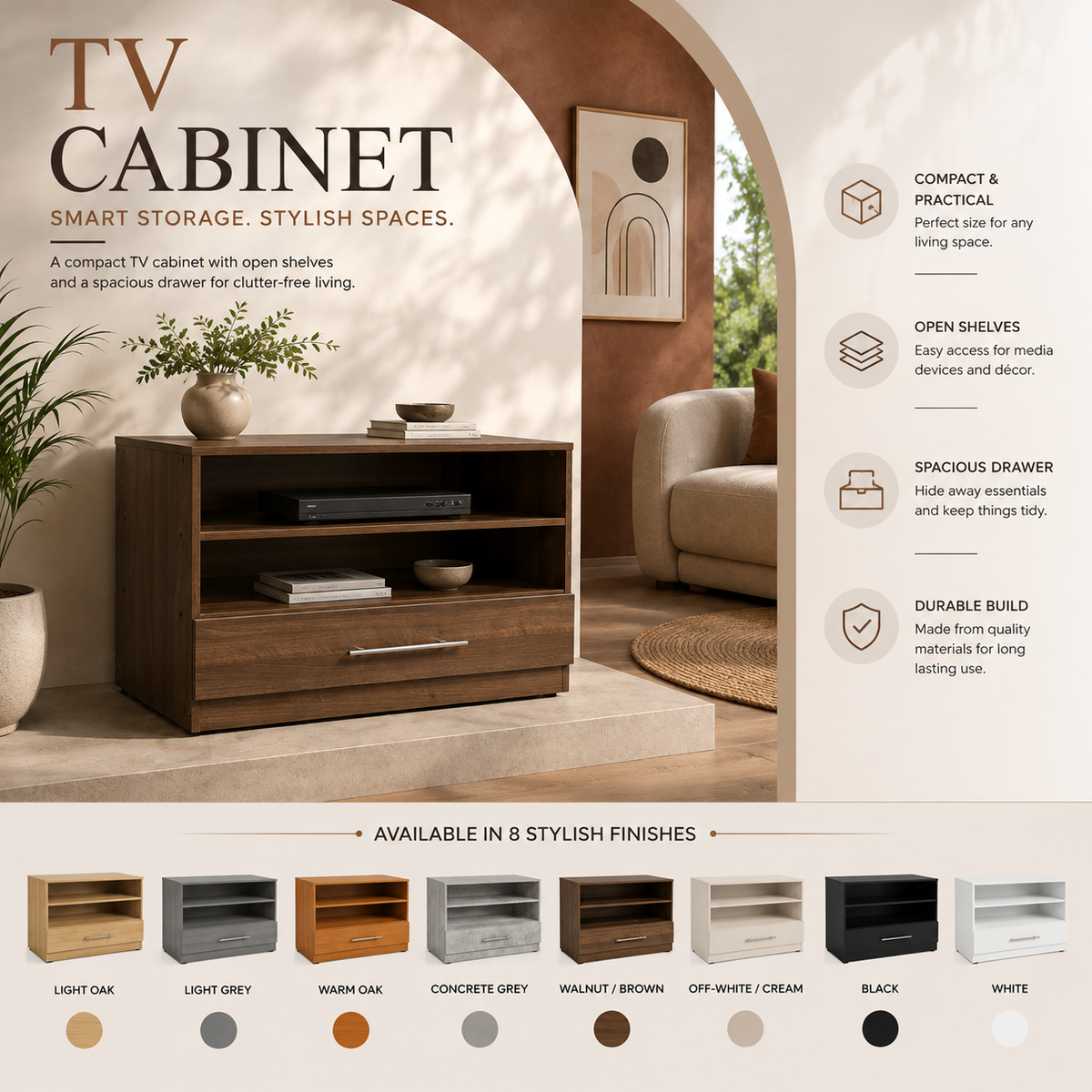 Modern 5-Drawer Wooden Chest of Drawers | Bedroom Storage Unit
