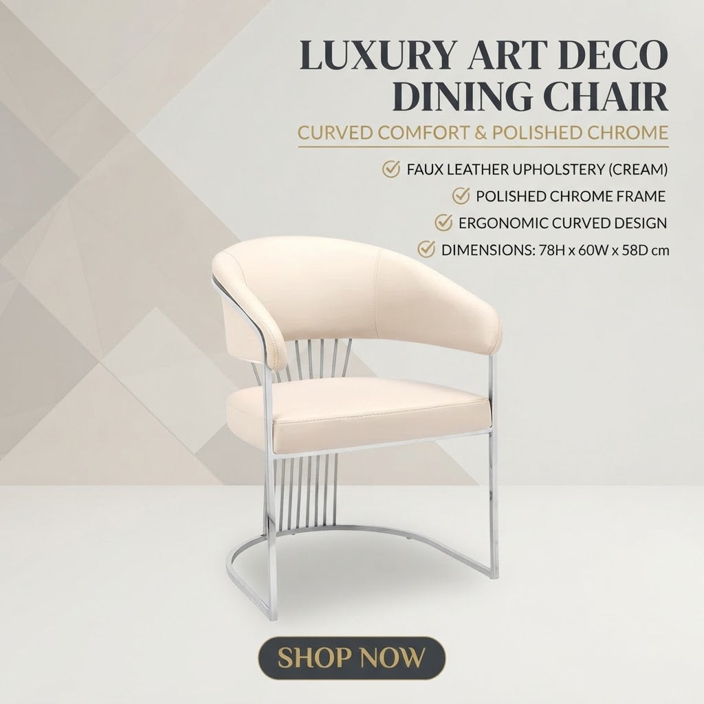 Modern Chrome & Faux Leather Accent Dining Chair