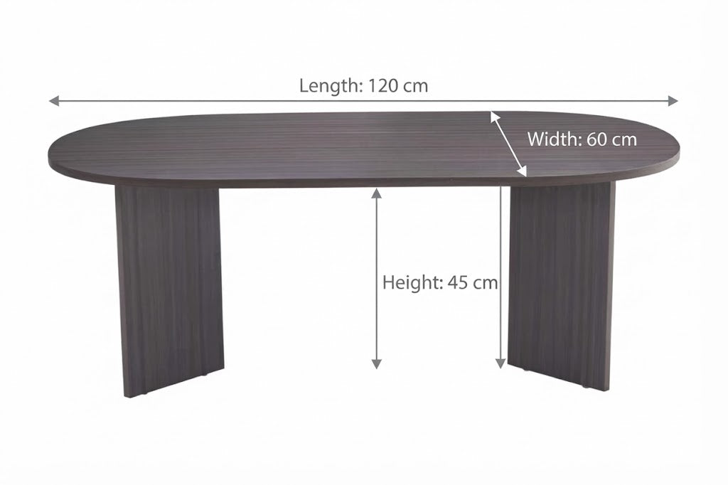 Modern Oval Coffee Table with Stone-Effect Finish