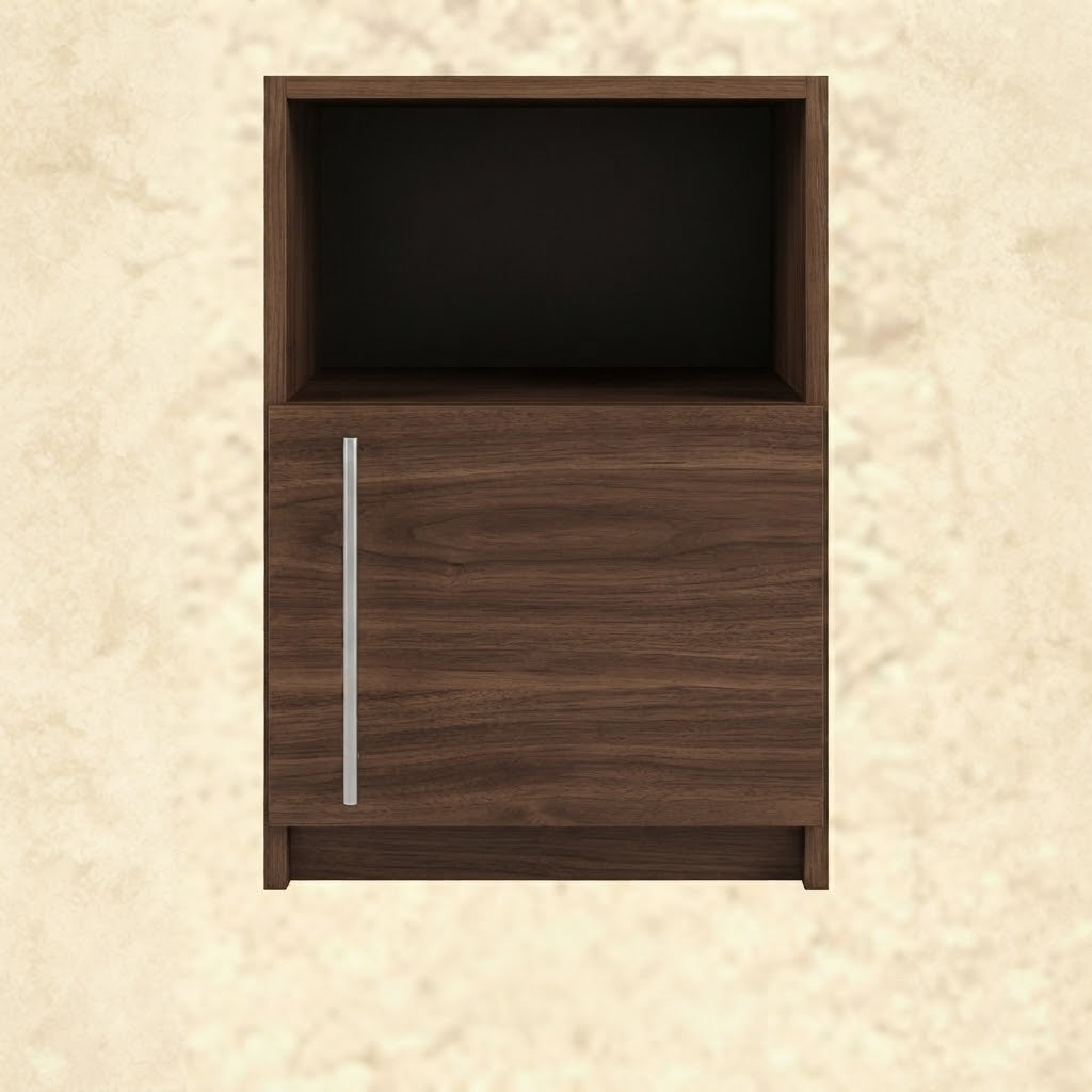 Bedside Cabinet with Door and Open Shelf
