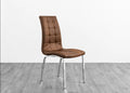 Modern Tufted Faux Leather Dining Chair with Chrome Legs