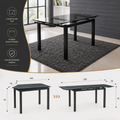 Modern Extendable Black Glass Dining Table with Metal Legs