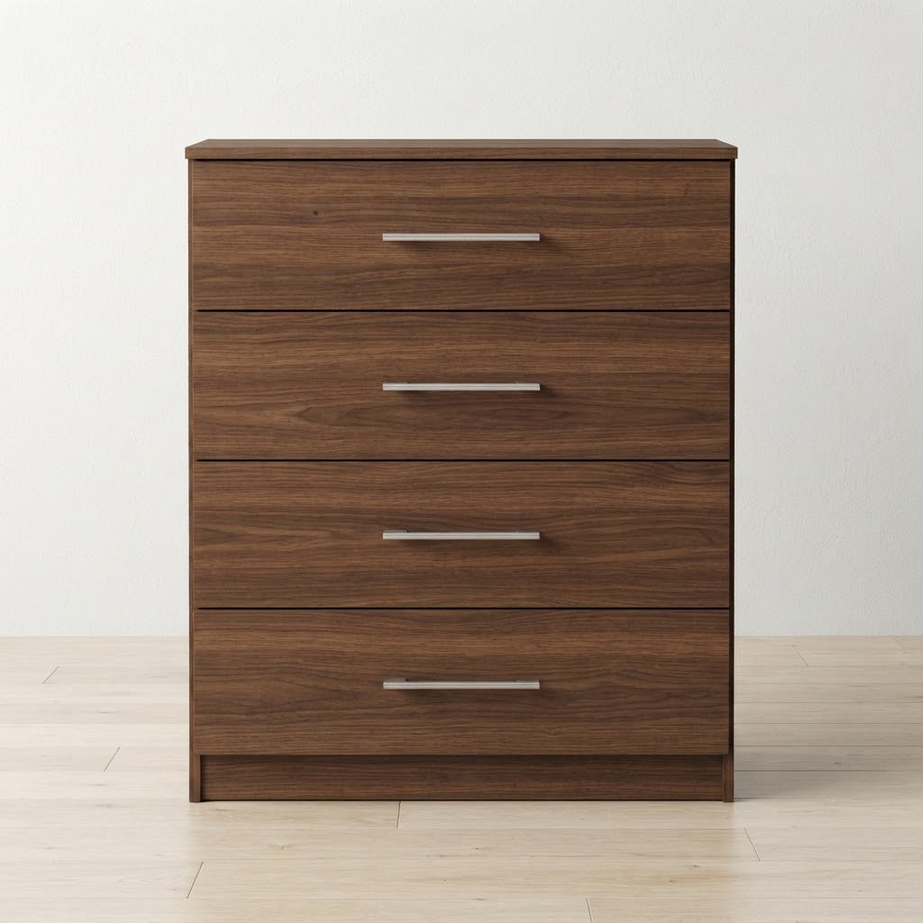 Modern 4-Drawer Wooden Chest of Drawers | Bedroom Storage Dresser