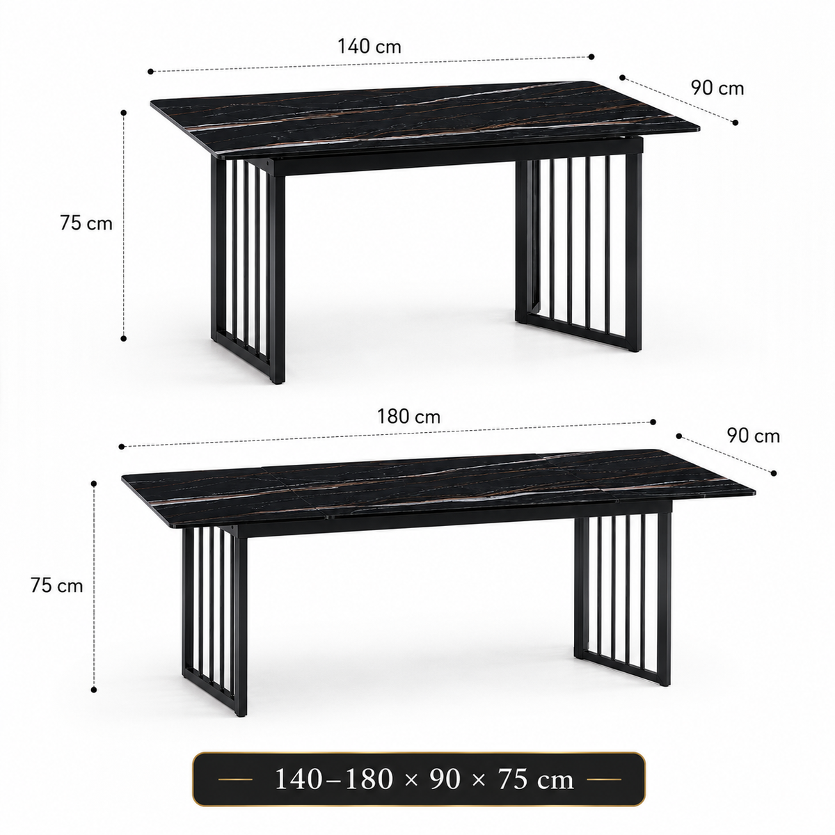 Modern Stone & Marble-Effect Dining Table | Fixed & Extendable
