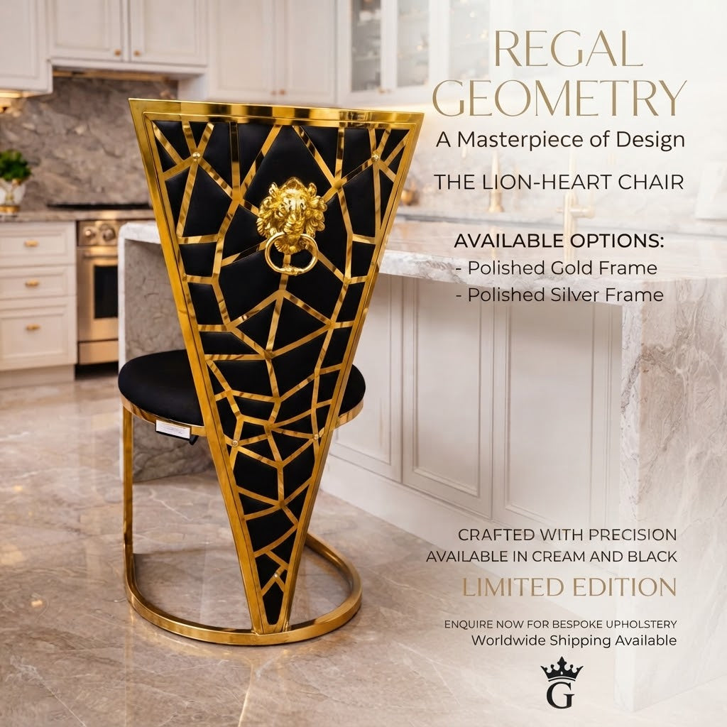 Geometric Lion-Knocker Luxury Dining Chair