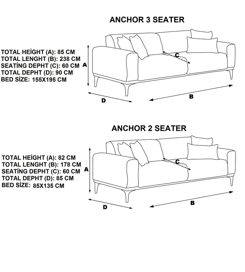 Luxurious Convertible Fabric Sofa Bed | 2 & 3 Seater