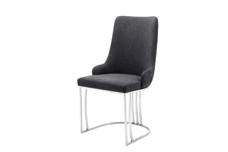 Luxury Velvet & Faux Leather Dining Chairs with Knocker Back (2pcs Set)