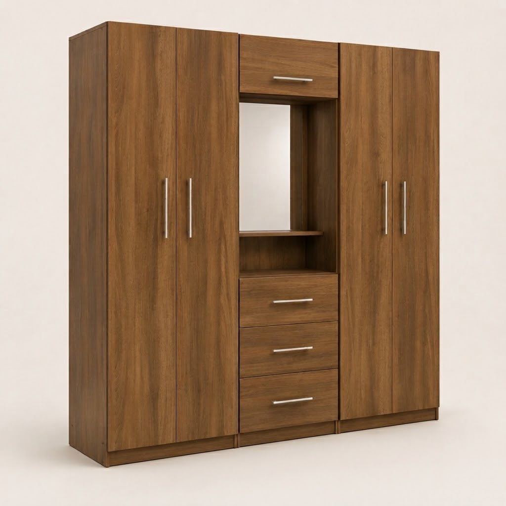 Modern Multi-Door Combi Wardrobe with Mirror & Storage Drawers