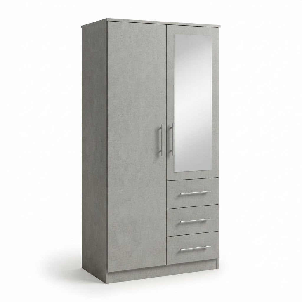 Modern Combi Robe Wardrobe with Mirror & Storage Drawers