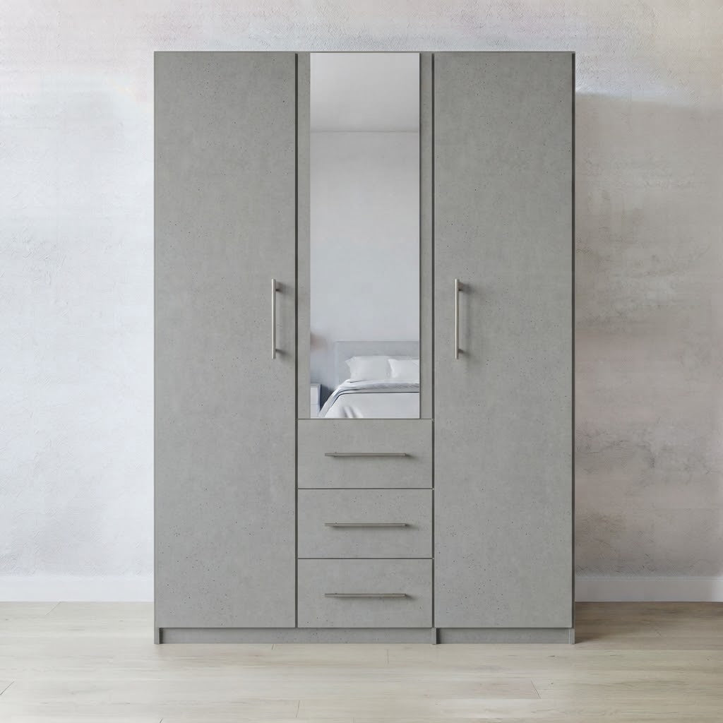 Mini Fitment 2-Door Mirrored Wardrobe with 3 Drawers