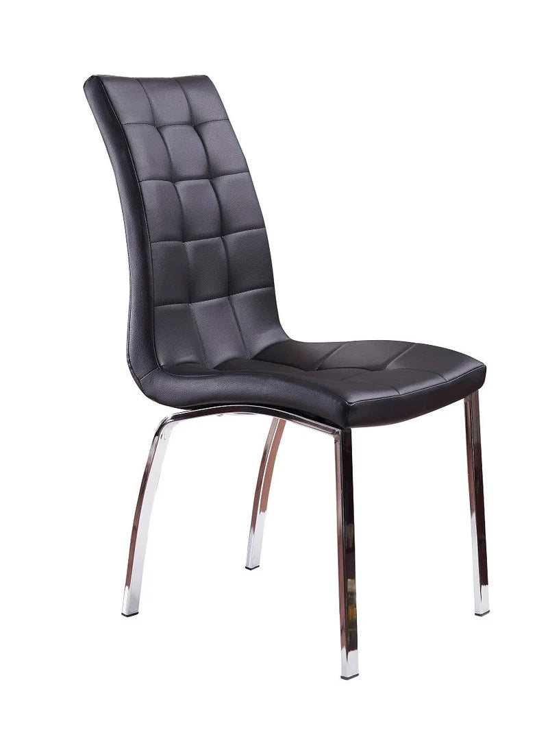 Modern Tufted Faux Leather Dining Chair with Chrome Legs