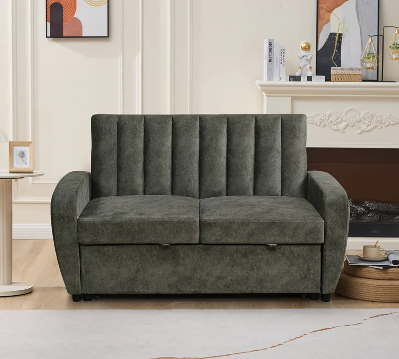 Modern 2-Seater Fabric Pull-Out Sofa Bed