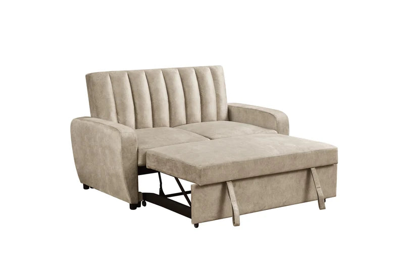 Modern 2-Seater Fabric Pull-Out Sofa Bed