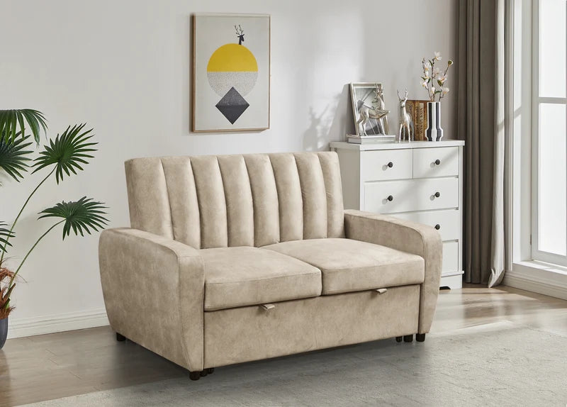 Modern 2-Seater Fabric Pull-Out Sofa Bed