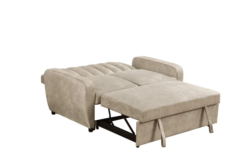 Modern 2-Seater Fabric Pull-Out Sofa Bed