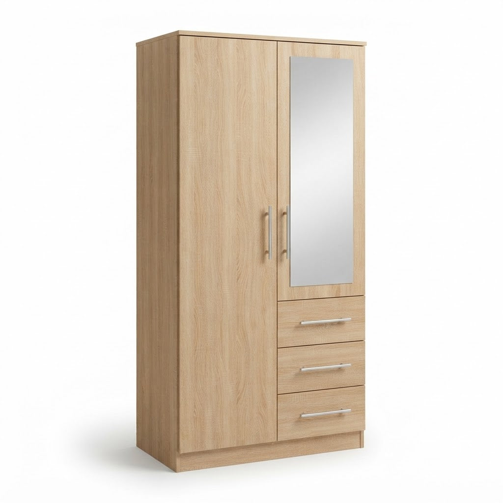 Modern Combi Robe Wardrobe with Mirror & Storage Drawers