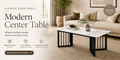 Modern Rectangular Stone Top Coffee Table | 120cm Living Room Center Table