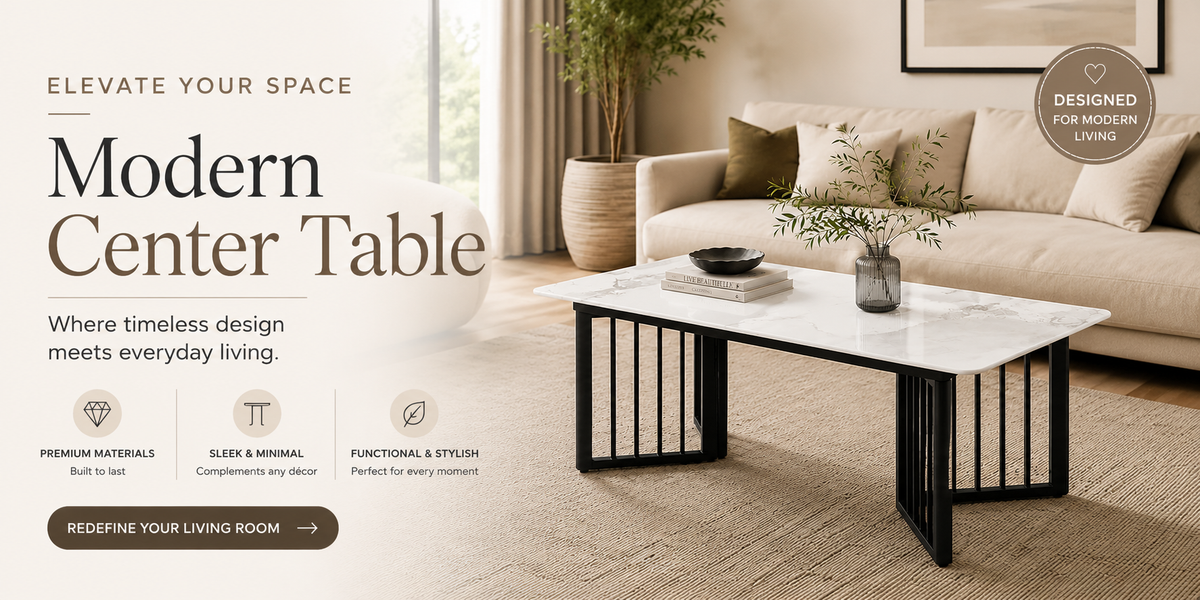 Modern Rectangular Stone Top Coffee Table | 120cm Living Room Center Table