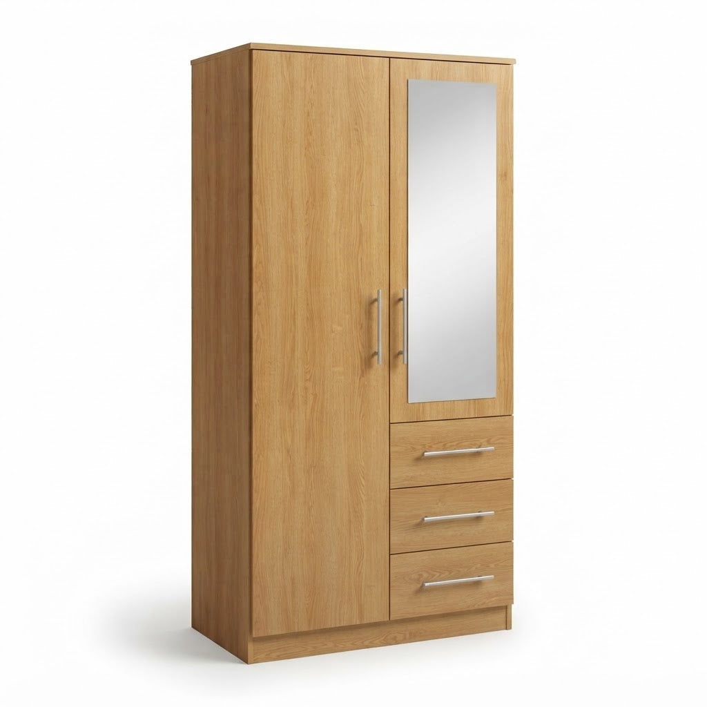 Modern Combi Robe Wardrobe with Mirror & Storage Drawers
