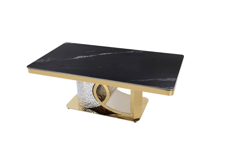 Luxury Stone Top Coffee Table with Gold Metal Base
