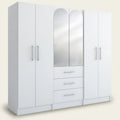 Multi-Door Wardrobe with Center Mirror and Drawers