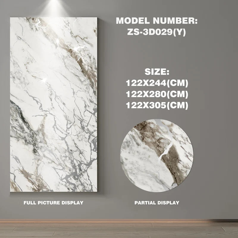 Luxury Art Glass & Marble Effect Wall Panel Sheet | ZS-3D031