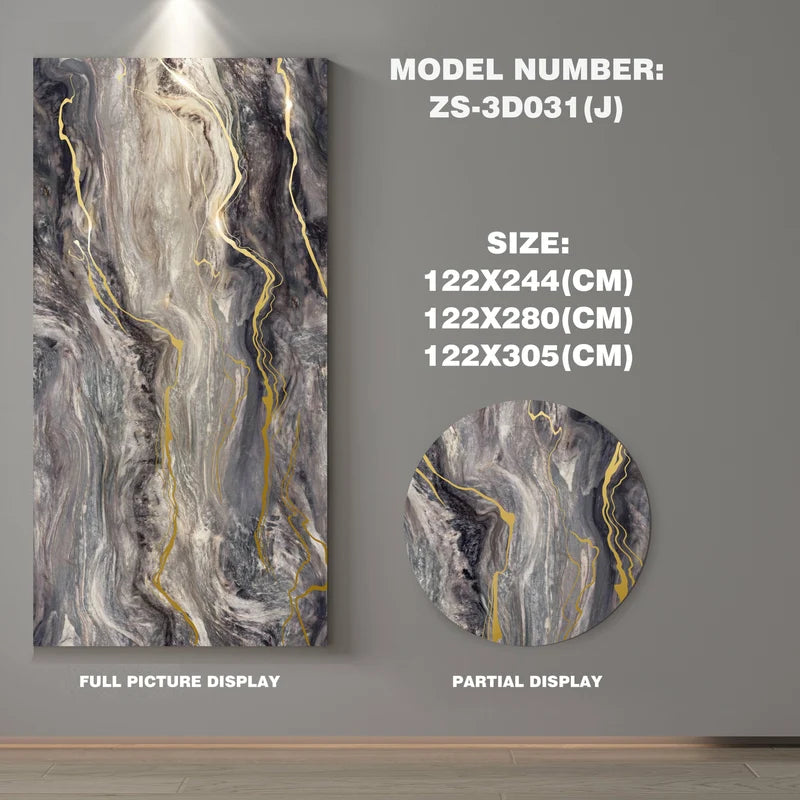 Luxury Art Glass & Marble Effect Wall Panel Sheet | ZS-3D031