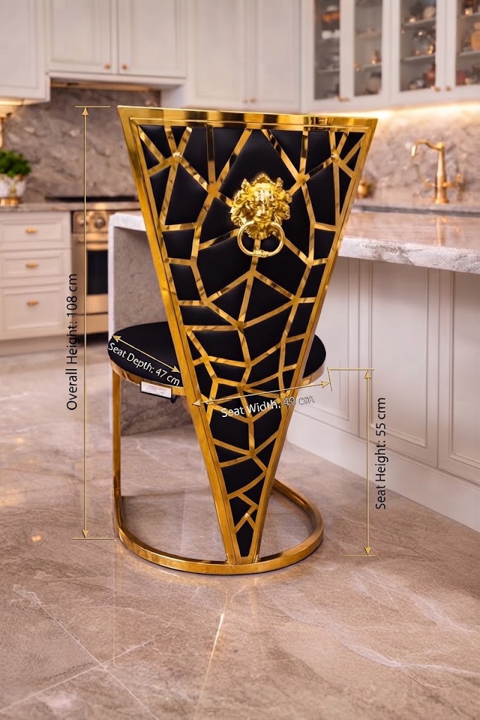Geometric Lion-Knocker Luxury Dining Chair
