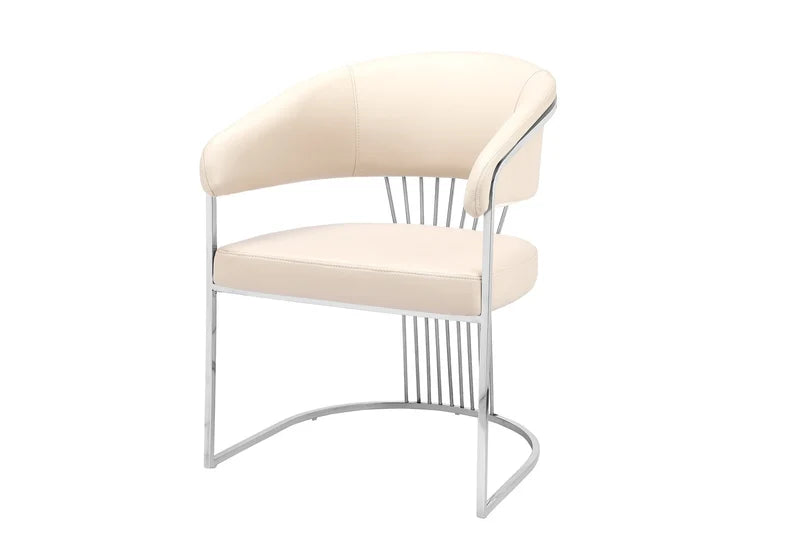 Modern Chrome & Faux Leather Accent Dining Chair