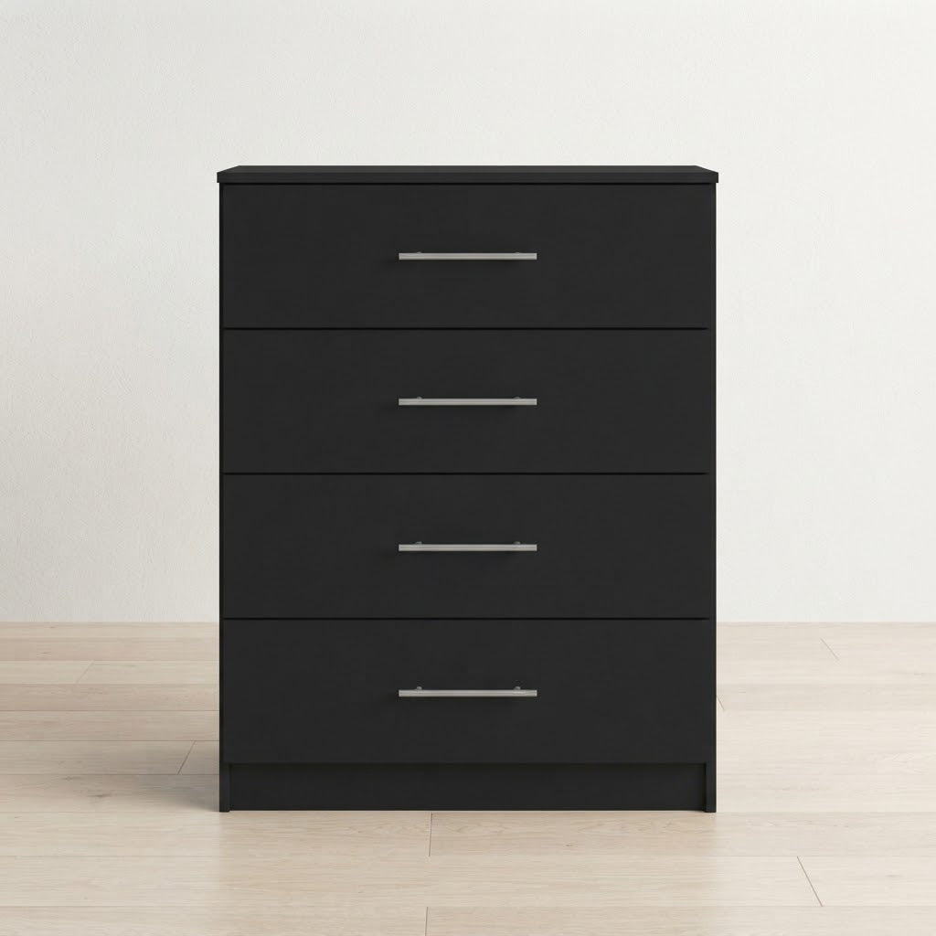 Modern 4-Drawer Wooden Chest of Drawers | Bedroom Storage Dresser