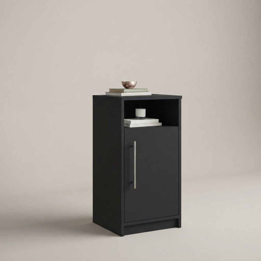 Bedside Cabinet with Door and Open Shelf