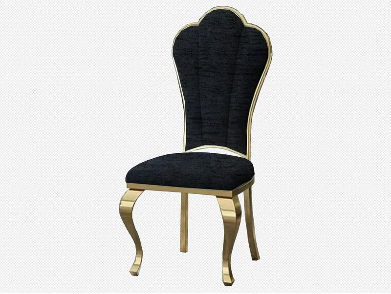 Luxurious Royal Crown Back Dining Chair with Metallic Frame