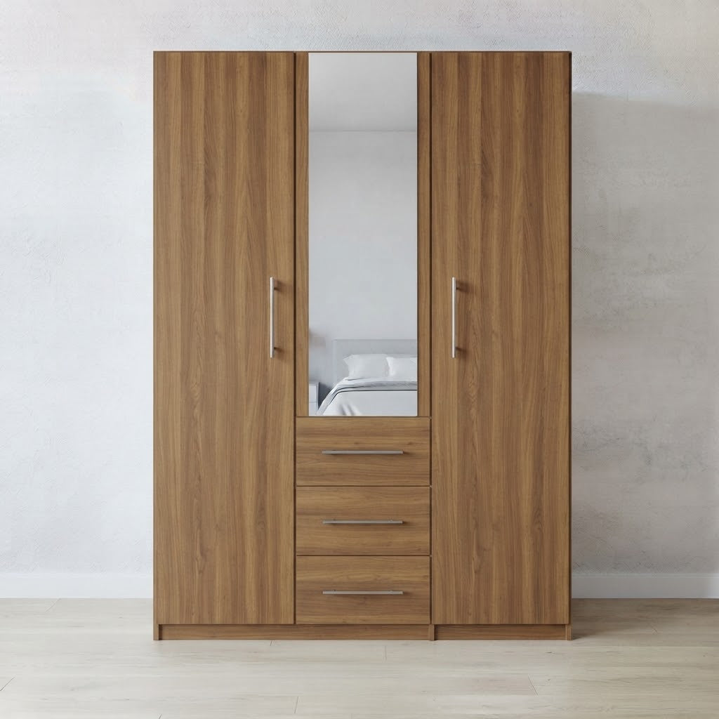 Mini Fitment 2-Door Mirrored Wardrobe with 3 Drawers